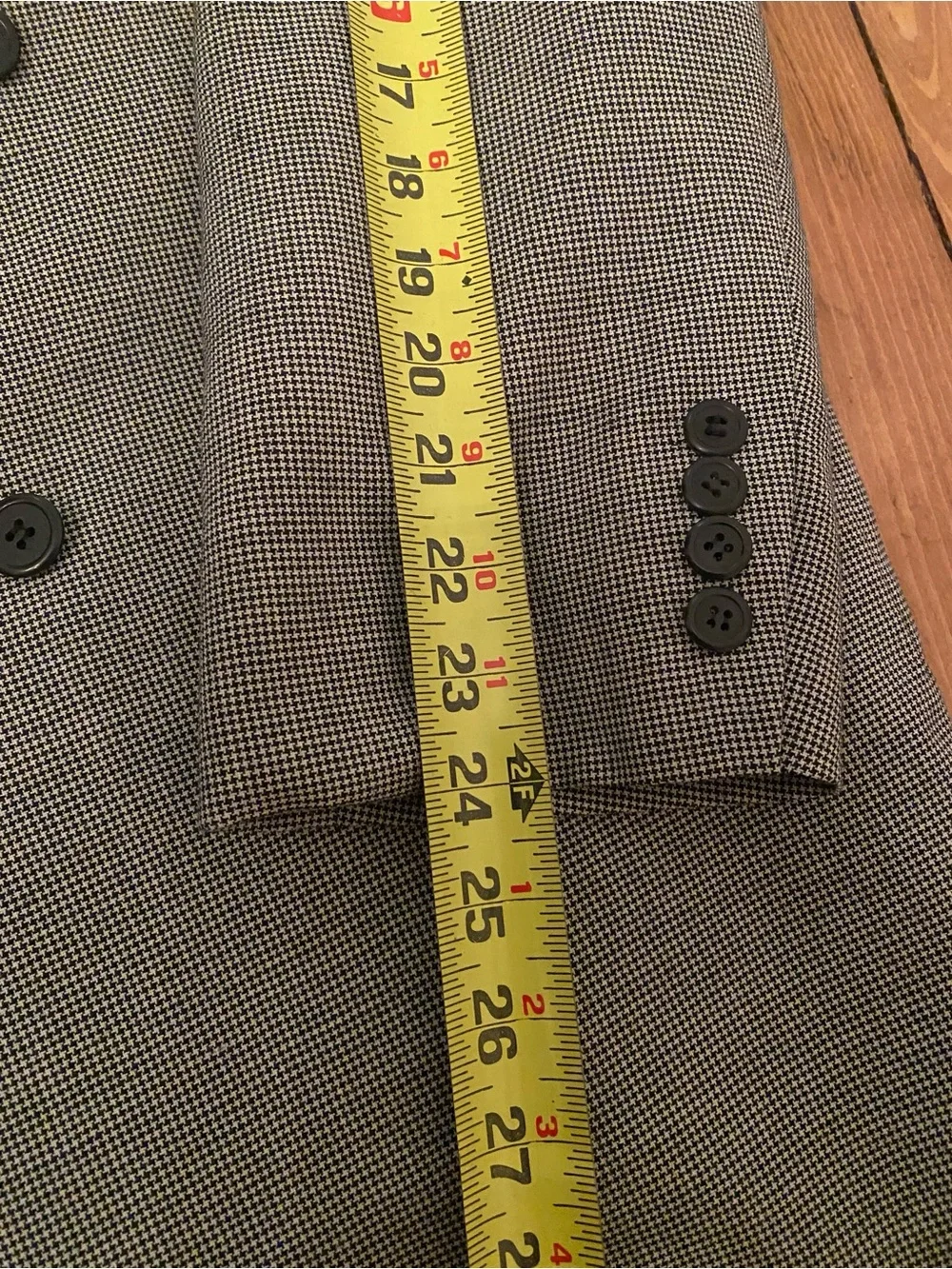 Vintage 90s Double-Breasted Gray Men's Suit Jacket & Trousers houndstooth 42R